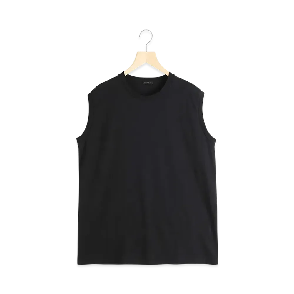 COMOLI Cotton Jersey Sleeveless "Black"