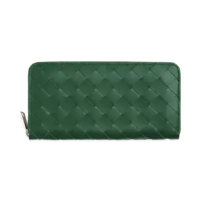 Bottega Veneta Intrecciato Calfskin Zip Around Wallet "Rain Tree/Sage"
