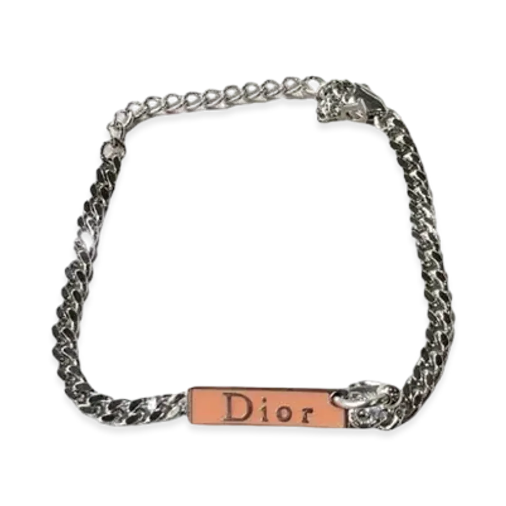 Dior Logo Plate Bracelet "Silver"