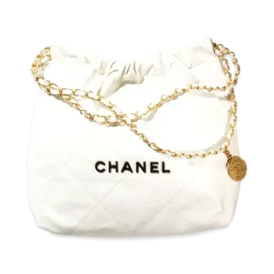CHANEL 22 Small Hand Bag Shiny Calfskin "White"