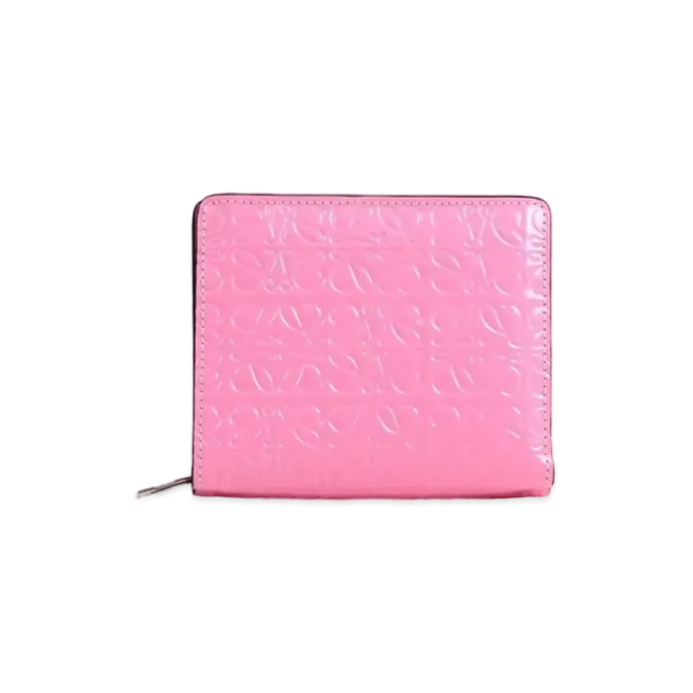LOEWE Calfskin Anagram Repeat Compact Zip Wallet "Candy"