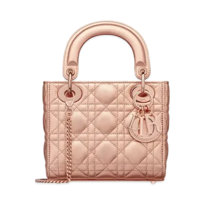 Dior Mini Lady Bag Metallic Cannage Lambskin Iridescent "Pink"