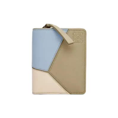 LOEWE Puzzle Compact Zip Wallet Classic Calf "Dusty Blue/Laurel Green/Angola"