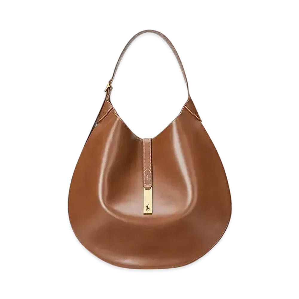 Polo Ralph Lauren Polo ID Large Calfskin Shoulder Bag "Brown"