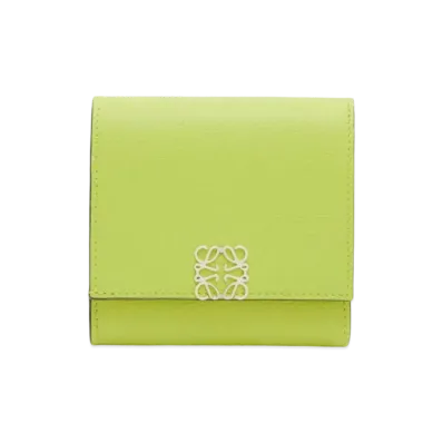 LOEWE Anagram Compact Flap Wallet Peble Grain Calf "Green Bean"