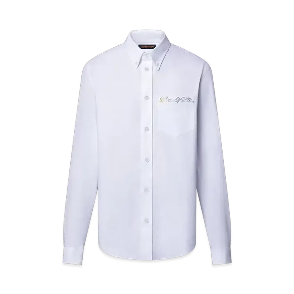 Louis Vuitton Men's Embellished Long-Sleeved Cotton Shirt "Blanc"