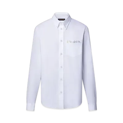 Louis Vuitton Men's Embellished Long-Sleeved Cotton Shirt "Blanc"