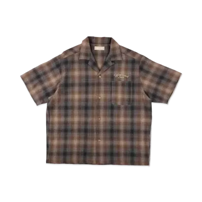 WIND AND SEA Cotton Plaid S/S Shirt "Brown"