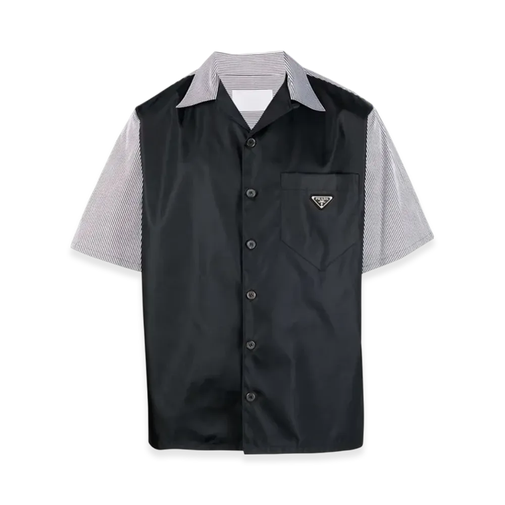PRADA Stretch Cotton Re-Nylon Shirt "Black/White"