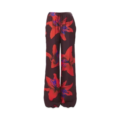 Alexander McQUEEN Flame Lily Pajama Pants "Burgundy/FireRed"
