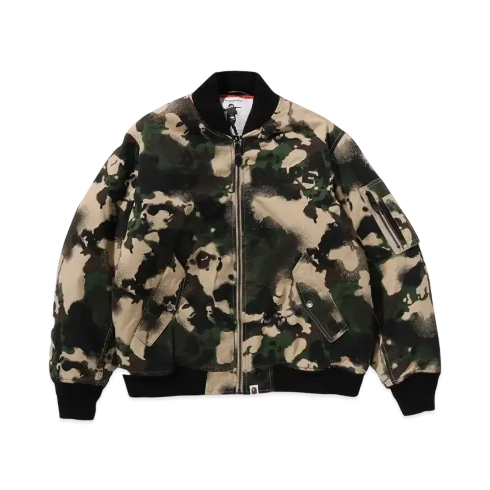 A BATHING APE Map Camo Bomber Jacket "Green"