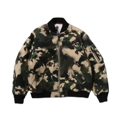 A BATHING APE Map Camo Bomber Jacket "Green"