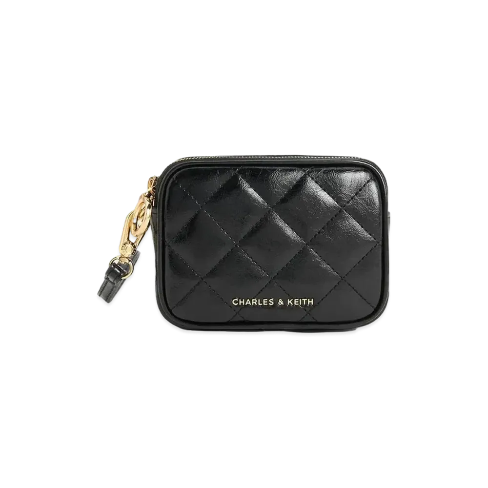 CHARLES & KEITH Up Hula Quilted Trislet Pouch "Black"