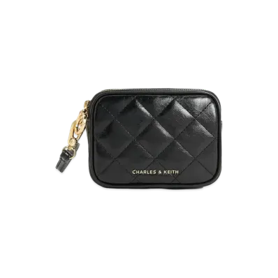 CHARLES & KEITH Up Hula Quilted Trislet Pouch "Black"
