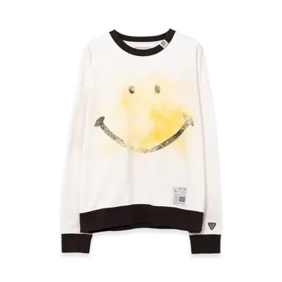 Maison MIHARA YASUHIRO Smily Face Printed Distressed Ringer Sweatshirt "White"