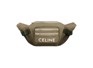 CELINE Large Zipped Belt Bag Trekking In Cotton Gabardine With Celine Print "Khaki"