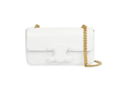 CELINE Chain Shoulder Bag Cuir Triomphe In Shiny Calfskin "White"