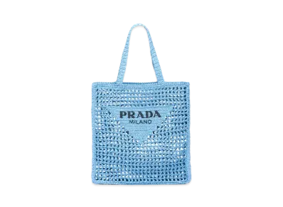 PRADA Raffia Tote Bag "Light Blue"