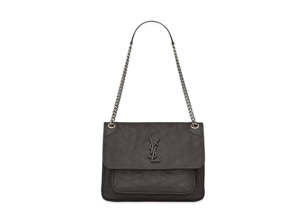 Saint Laurent Niki Medium In Crinkled Vintage Leather "Storm"