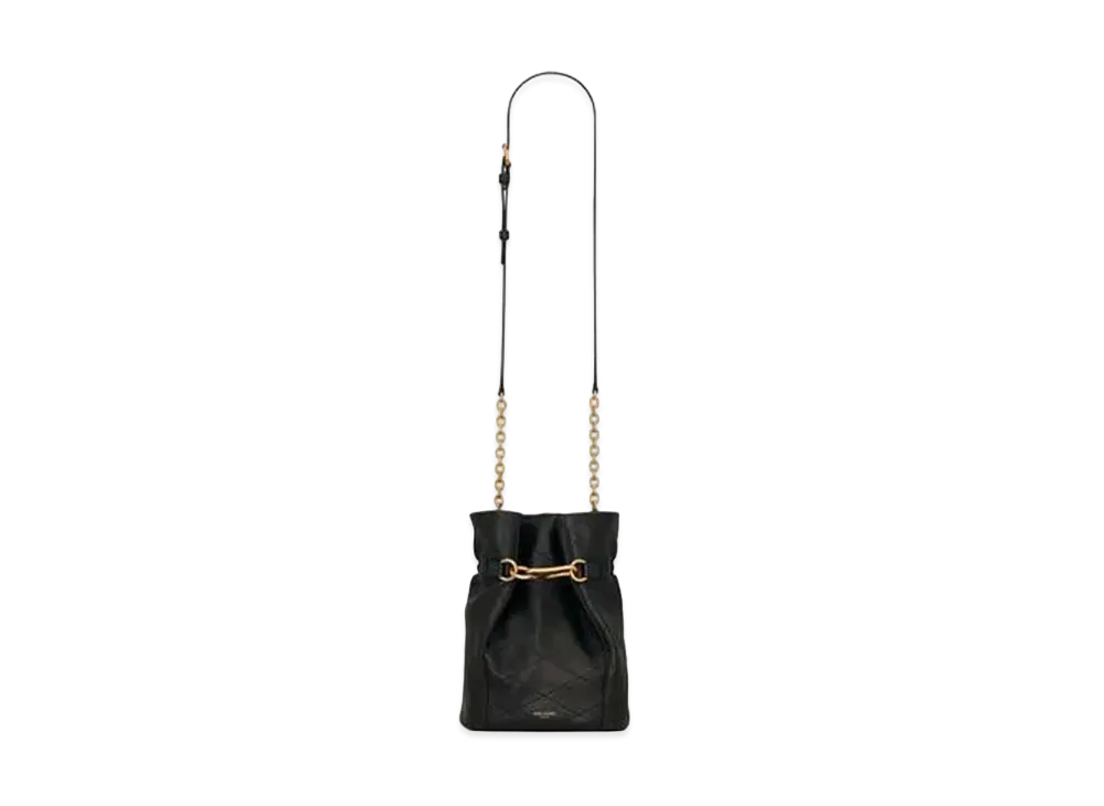 SAINT LAURENT Le Maillon Hook Bucket Bag In Supple Leather "Black"