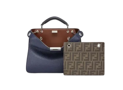 FENDI Peekaboo I See U Small Leather Bag "Blue"