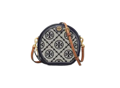 TORY BURCH T Monogram Jacquard Moon Bag "Tory Navy"