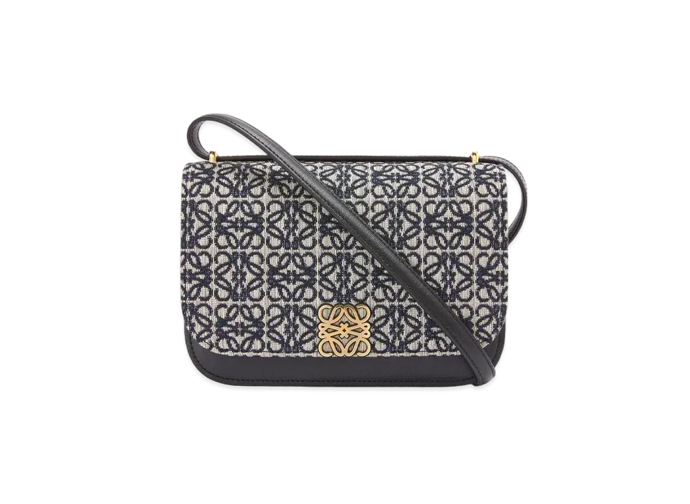 LOEWE Small Goya Bag In Anagram Jacquard And Calfskin "Navy/Black"