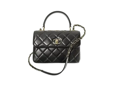 CHANEL Top Handle Flap Bag Lambskin "Black"