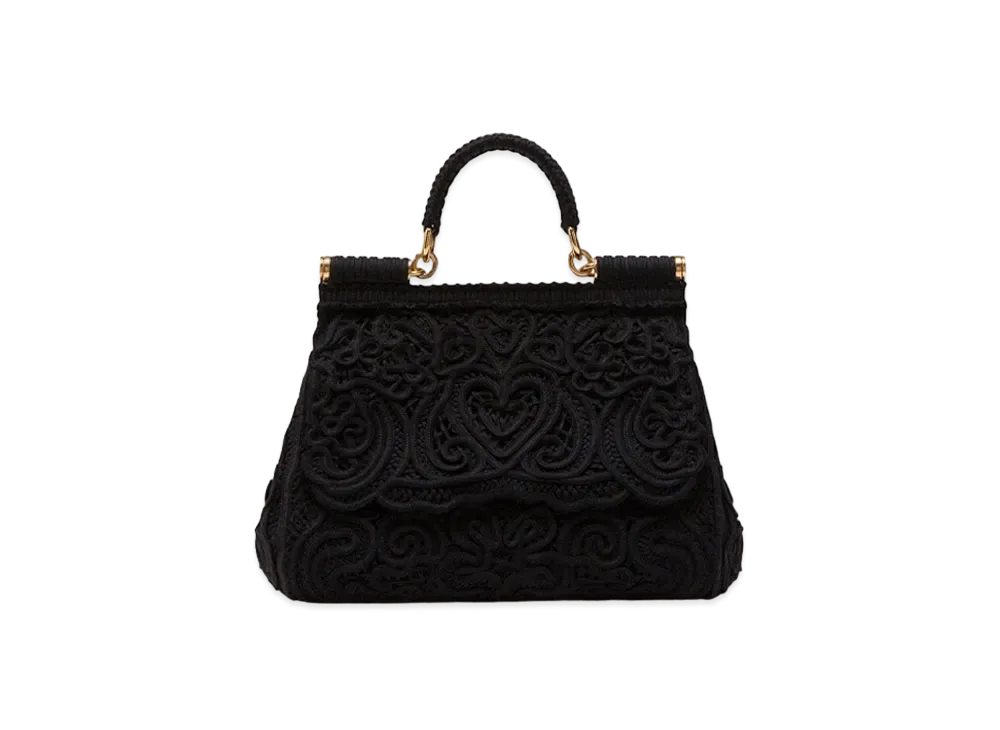 Dolce&Gabbana Sicily Bag Medium Code Race Embroidery "Black"