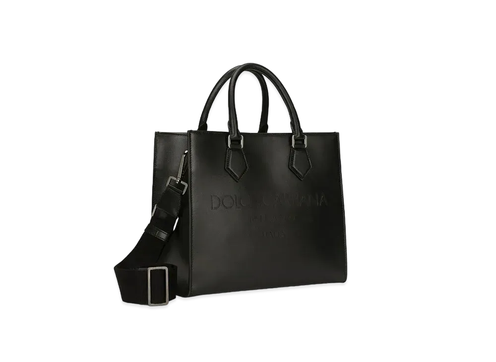 Dolce&Gabbana EDGe Shopping Bag Calfskin Logo "Black"