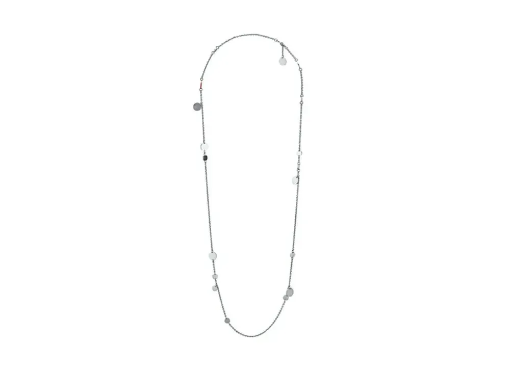 Hermes Confettis Long Necklace 80 "Silver/Pink Gold"