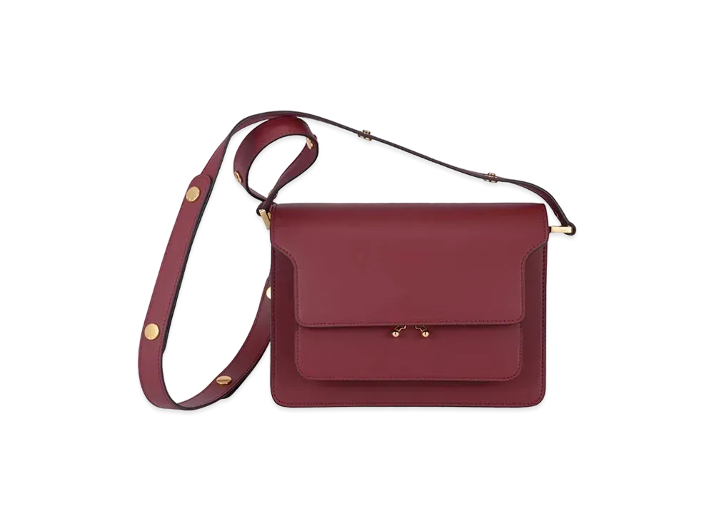 Marni Trunk Bag In Calfskin "Black Cherry"