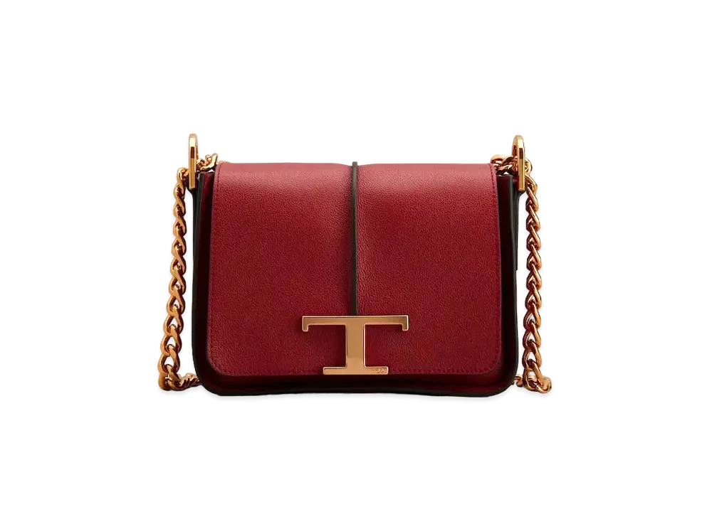 TOD'S T Timeles Leather Cross Body Bag Mini "Red"