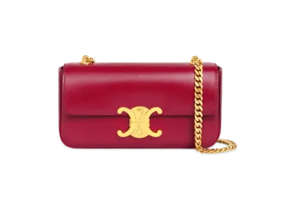 CELINE Chain Shoulder Bag Triomphe In Shiny Calfskin "Carmin"