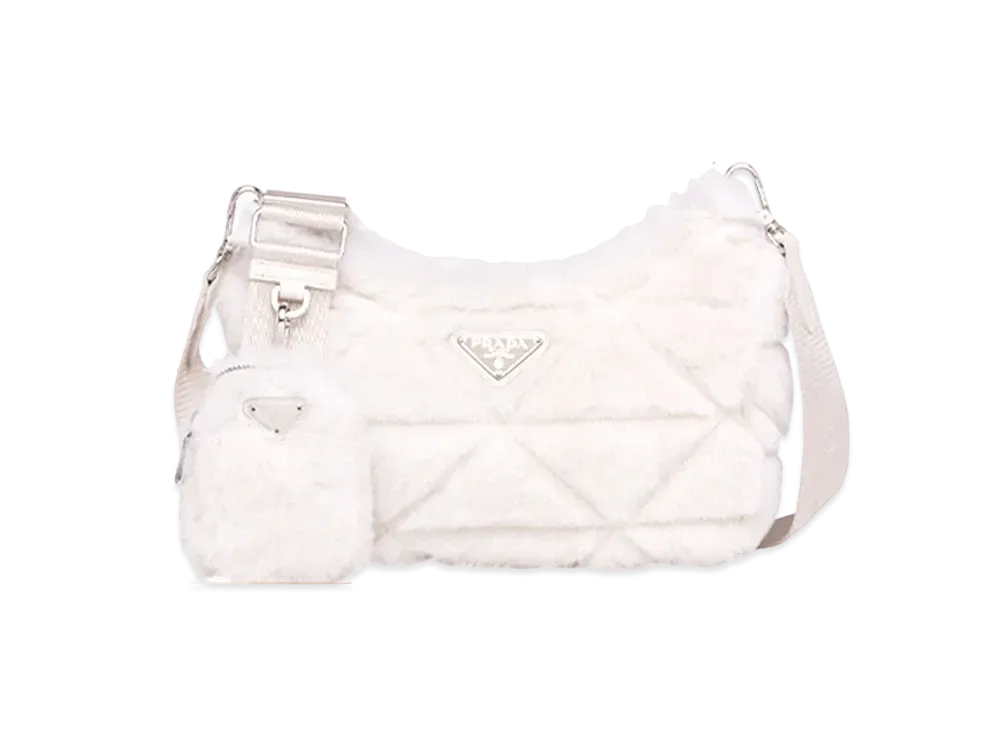 PRADA Shearling Shoulder Bag "White"