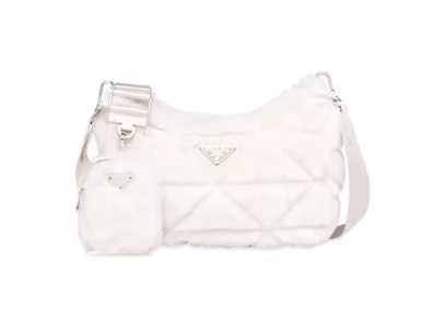 PRADA Shearling Shoulder Bag "White"
