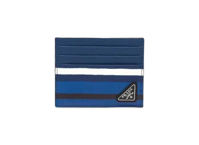 PRADA Print Saffiano Leather Card Case "Light Blue"