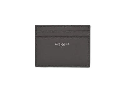 SAINT LAURENT Saint Laurent Paris Credit Card Case In Grain De Poudre-Embossed Leather "Storm"