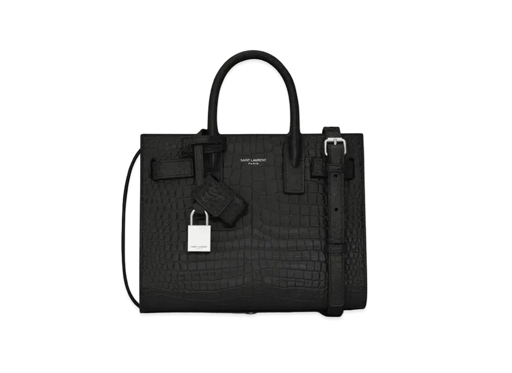 SAINT LAURENT Classic Sac De Jour Nano In Embossed Crocodile Shiny Leather "Black"