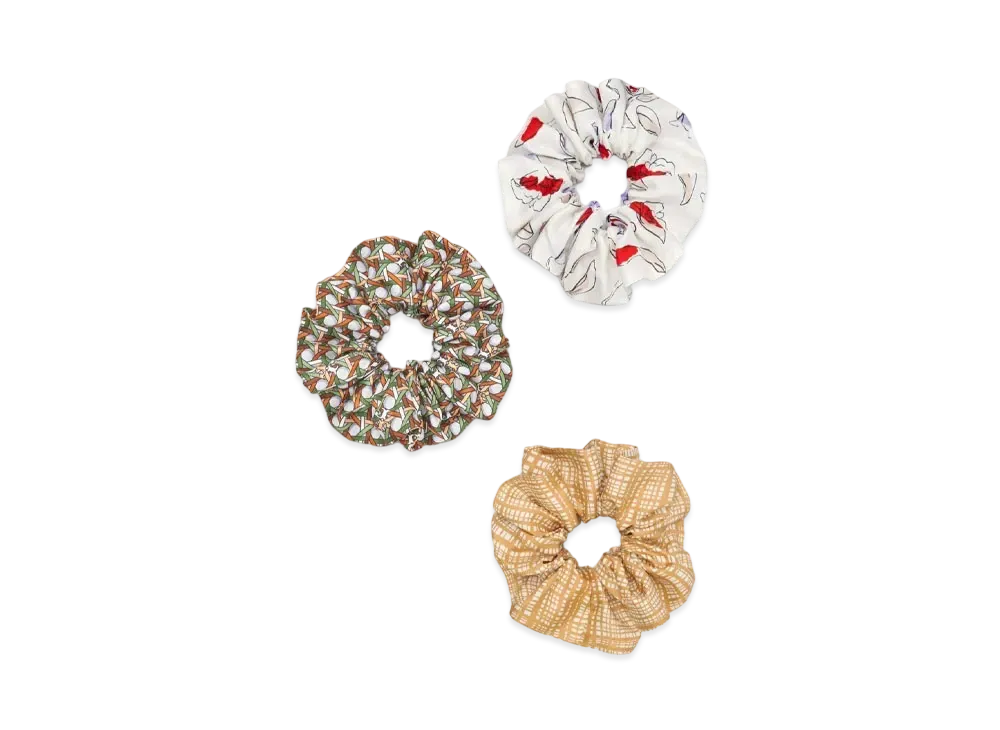 Tory Burch Printed Silk Scrunchies, Set Of 3 "Multi"