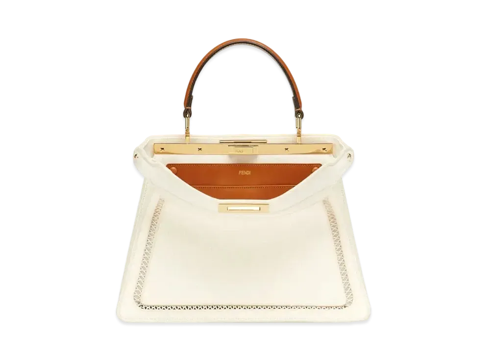 FENDI Peekaboo Iseeu Medium Canvas Bag With Embroidery "White"