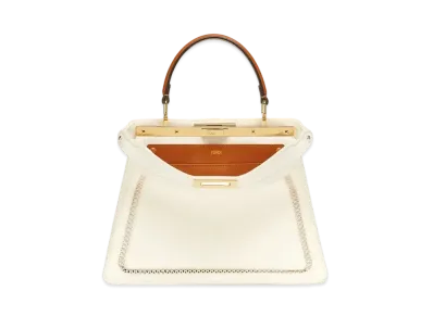 FENDI Peekaboo Iseeu Medium Canvas Bag With Embroidery "White"