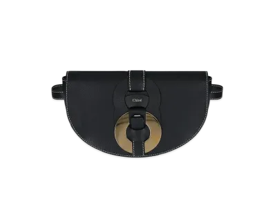Chloe Darryl Belt Bag In Grained & Smooth Calfskin "Black"