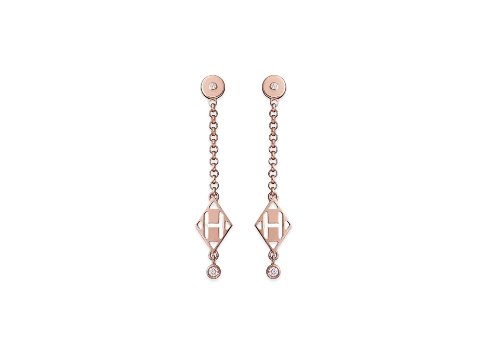 Hermes Gambade H Earrings "Pink Gold"