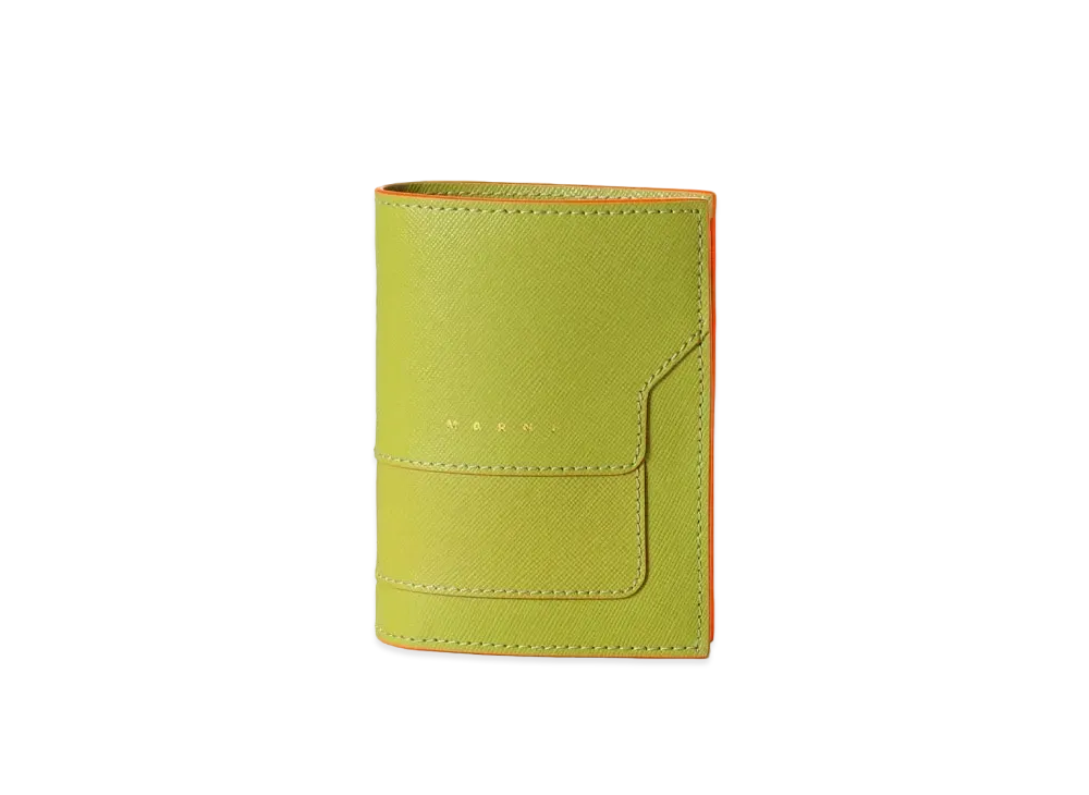 Marni Green Bi-Fold Saffiano Leather Wallet "Lime"
