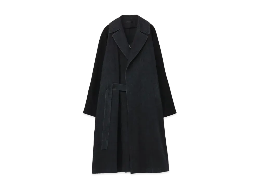 Yohji Yamamoto Y's COTTON WOOL DESIGN SLEEVE COAT "Black/Black"