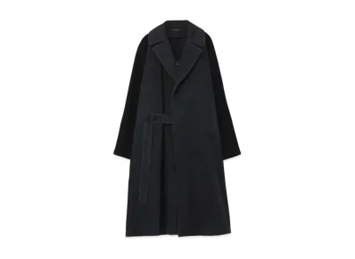 Yohji Yamamoto Y's COTTON WOOL DESIGN SLEEVE COAT "Black/Black"