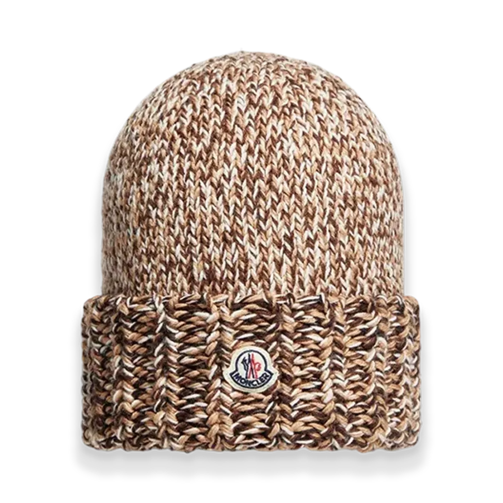 MONCLER Mouline Wool Blend Beanie "Brown"