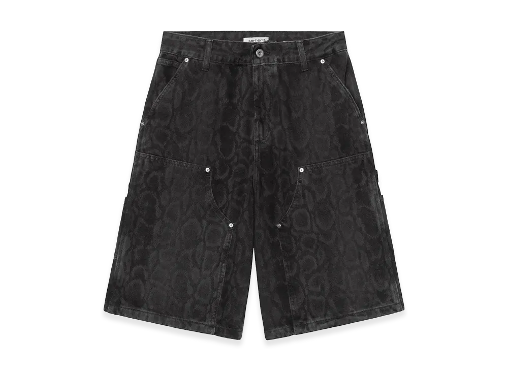 Carhartt WIP Women's Snake Nixon Double Knee Short "Snake Camo/Black(Heavy Stone Wash)"