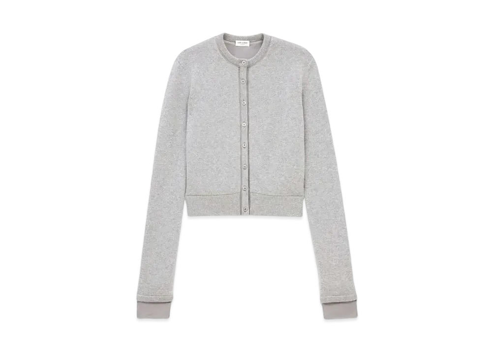 Saint Laurent Women's Cardigan in Wool and Silk "Gris Chine"